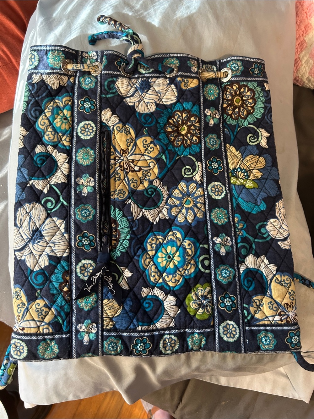 Vera Bradley Navy Floral Mini Skirt with Teal & Cream Accents